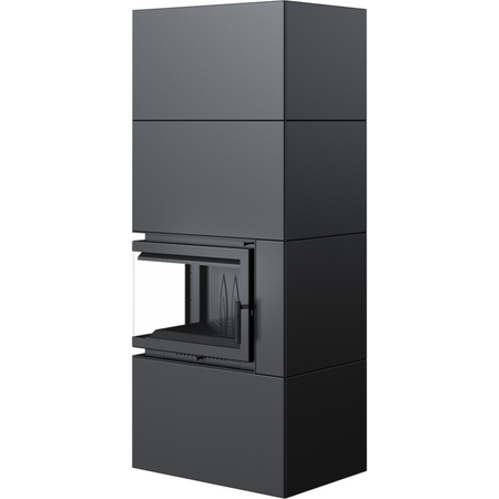 Kratki Kaminbausatz Simple 8 - 2-seitig links | Box schwarz | 8 kW