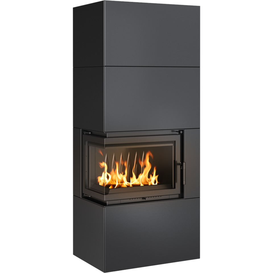 Kratki Kaminbausatz Simple 8 - 2-seitig links | Box schwarz | 8 kW