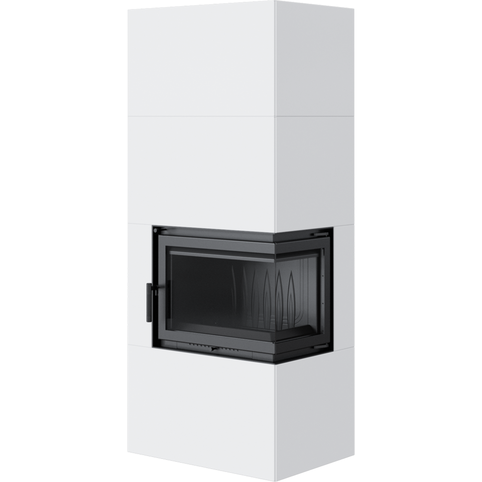 Kratki Kaminbausatz Simple 8 - 2-seitig rechts | Box weiß | 8 kW