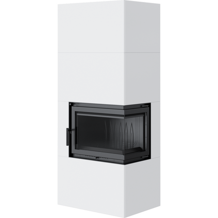 Kratki Kaminbausatz Simple 8 - 2-seitig rechts | Box weiß | 8 kW