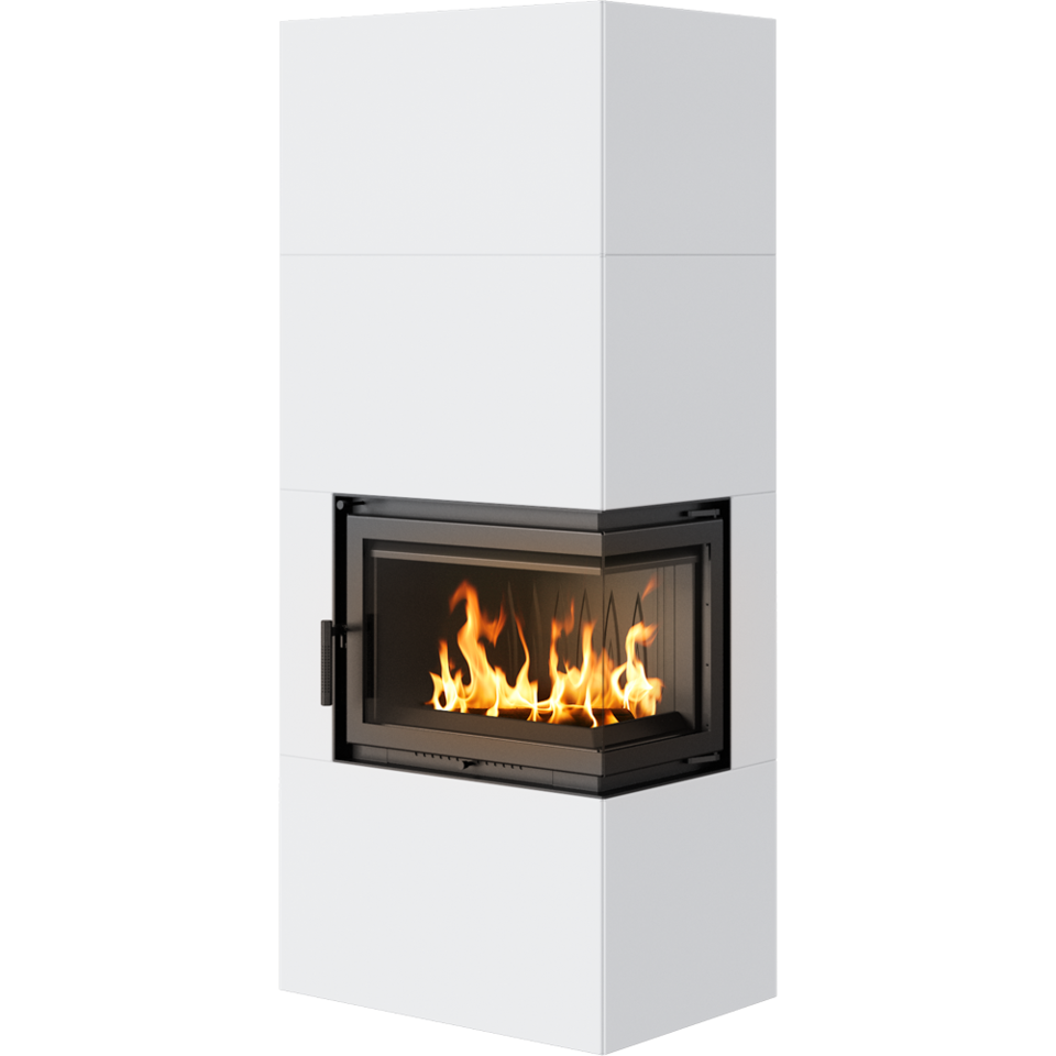 Kratki Kaminbausatz Simple 8 - 2-seitig rechts | Box weiß | 8 kW