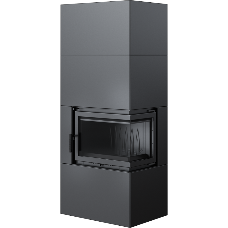 Kratki Kaminbausatz Simple 8 - 2-seitig rechts | Box schwarz | 8 kW