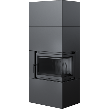 Kratki Kaminbausatz Simple 8 - 2-seitig rechts | Box schwarz | 8 kW