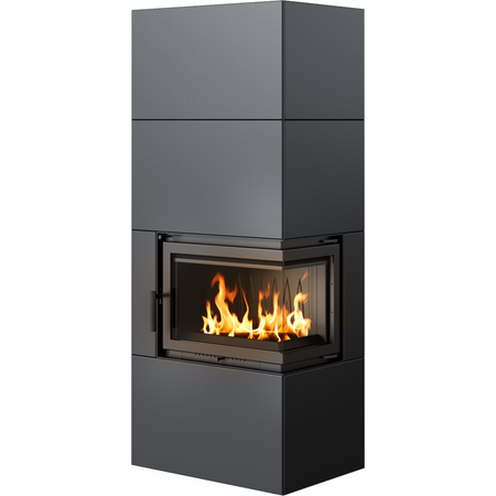 Kratki Kaminofen Simple 8 - 2-seitig rechts | Bauart 1 | Bausatz schwarz | 8 kW - Farbwahl