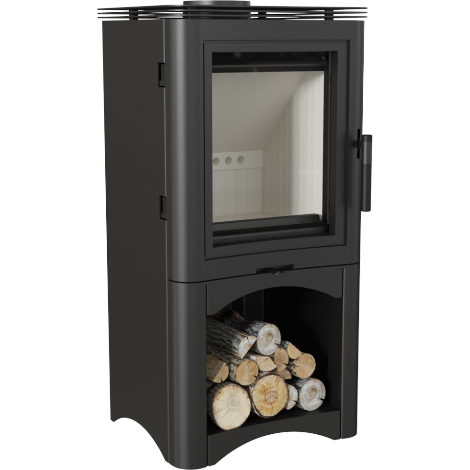 Kratki Kaminöfen Koza K5 S/W | mit Holzablagefach | 7 kW | KOZA/K5/S/W ➔ www.klimaworld.com