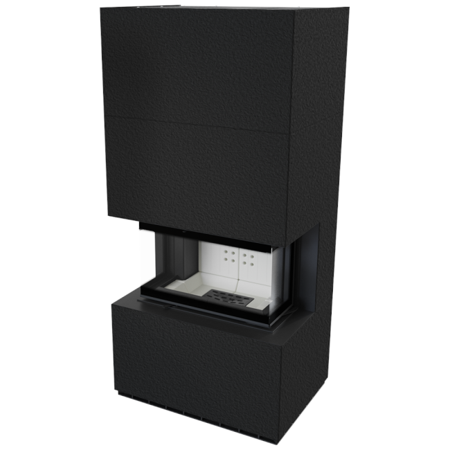 Kratki Kaminbausatz NBC 7 - 3-seitig | Granit schwarz | 7 kW