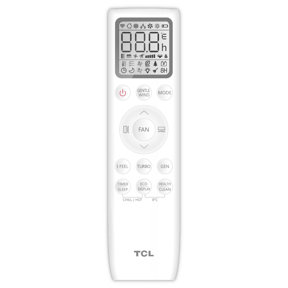 TCL weisse Split Klimaanlage, Fernbedienung mit Display | klimaworld.com
