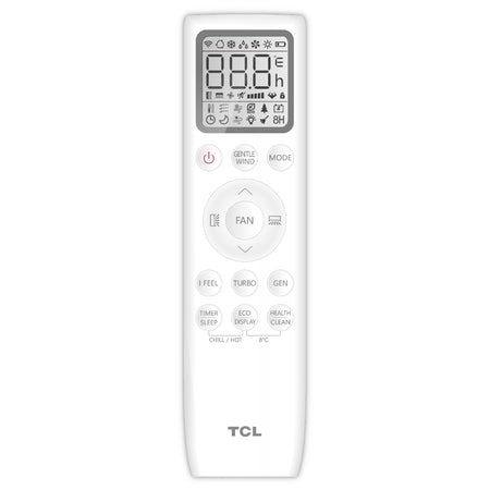 TCL weisse Split Klimaanlage, Fernbedienung mit Display | klimaworld.com
