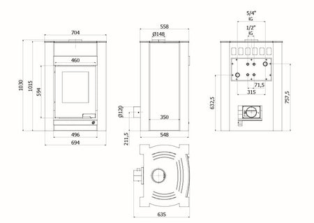 HS Flamingo | Kaminofen | Auquflam Verio | Kalmar | 11 kW ➔ Klimaworld.com