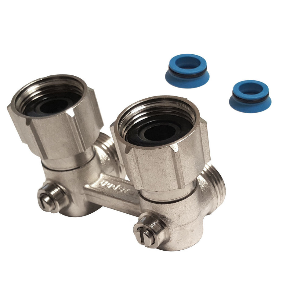 Buderus Zweirohr-Hahnblock für Ventilheizkörper | 3/4''x3/4'' | Eckform